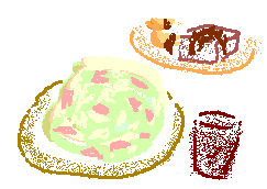 キャベツとベーコンのパスタランチの絵