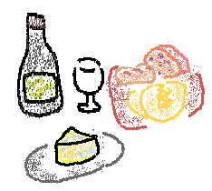 青カビチーズとパンの絵